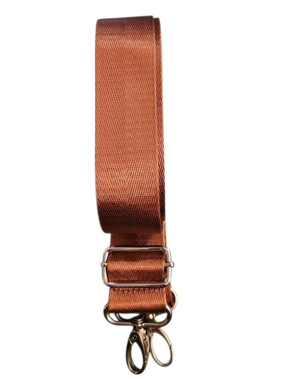 Adjustable Copper Brown Purse Strap Crossbody Replacement Strap Silver Tone